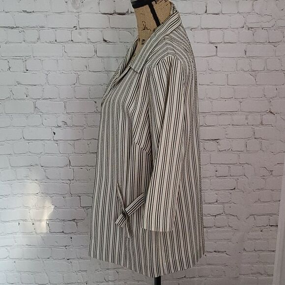 Vintage 70s Black Brown Striped Open Front Blazer - Picture 4 of 15